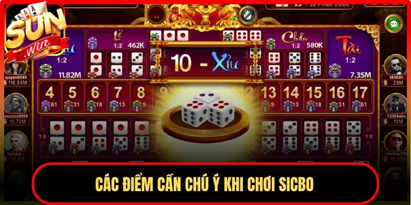 Các điểm cần chú ý khi chơi Sicbo